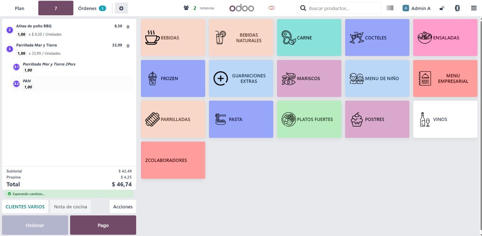 Comandas a cocina y bar en Odoo